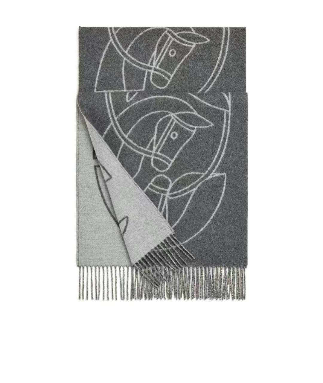 HERMES Серый кашемировый шарф, фото 1