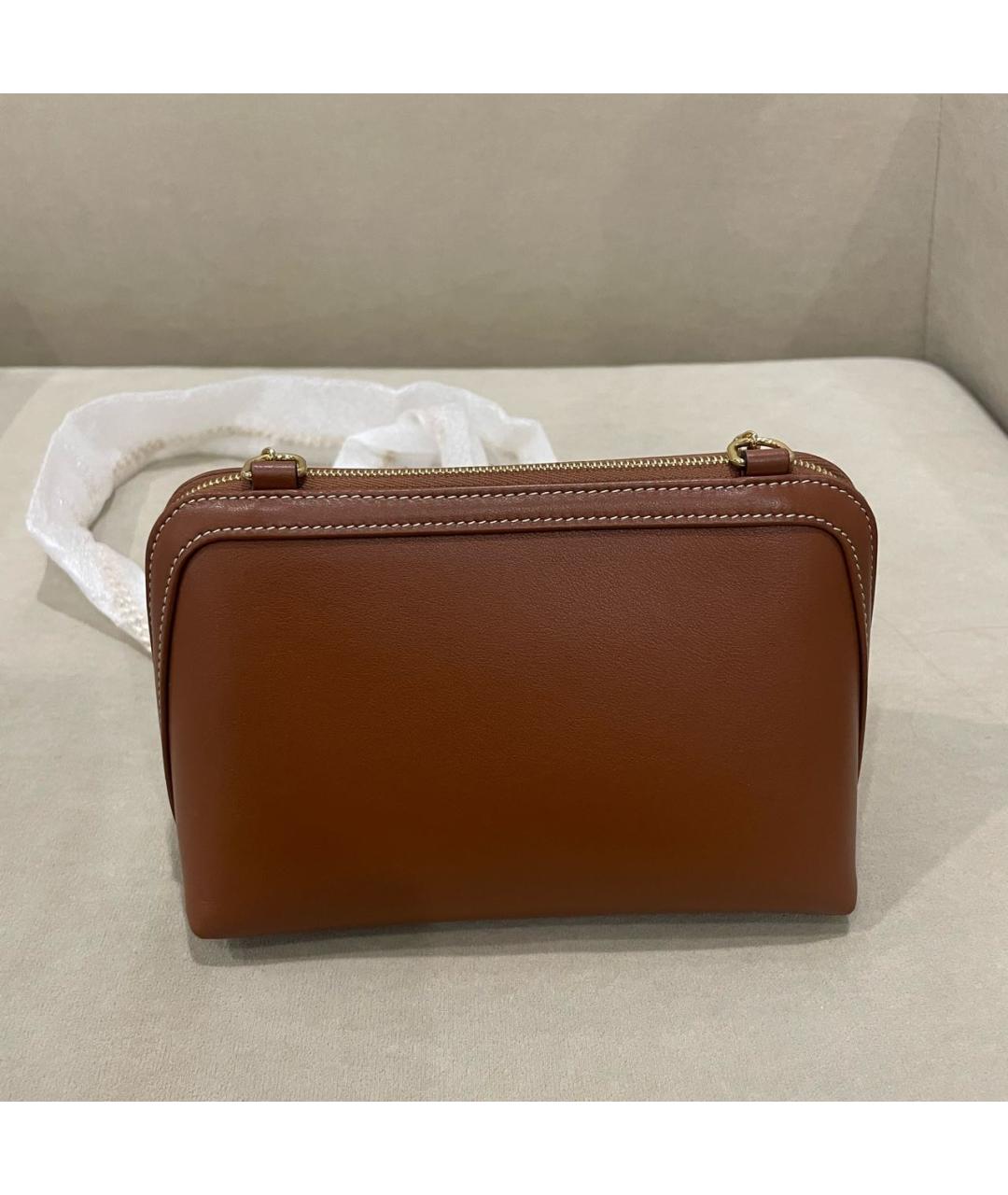 CELINE Коричневая кожаная сумка через плечо, фото 3