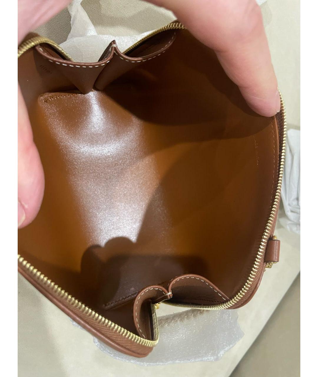 CELINE Коричневая кожаная сумка через плечо, фото 4