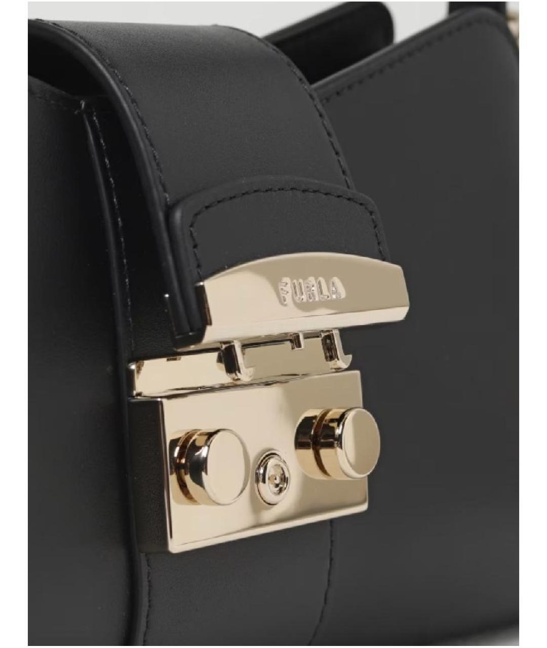 FURLA Черная кожаная сумка с короткими ручками, фото 3