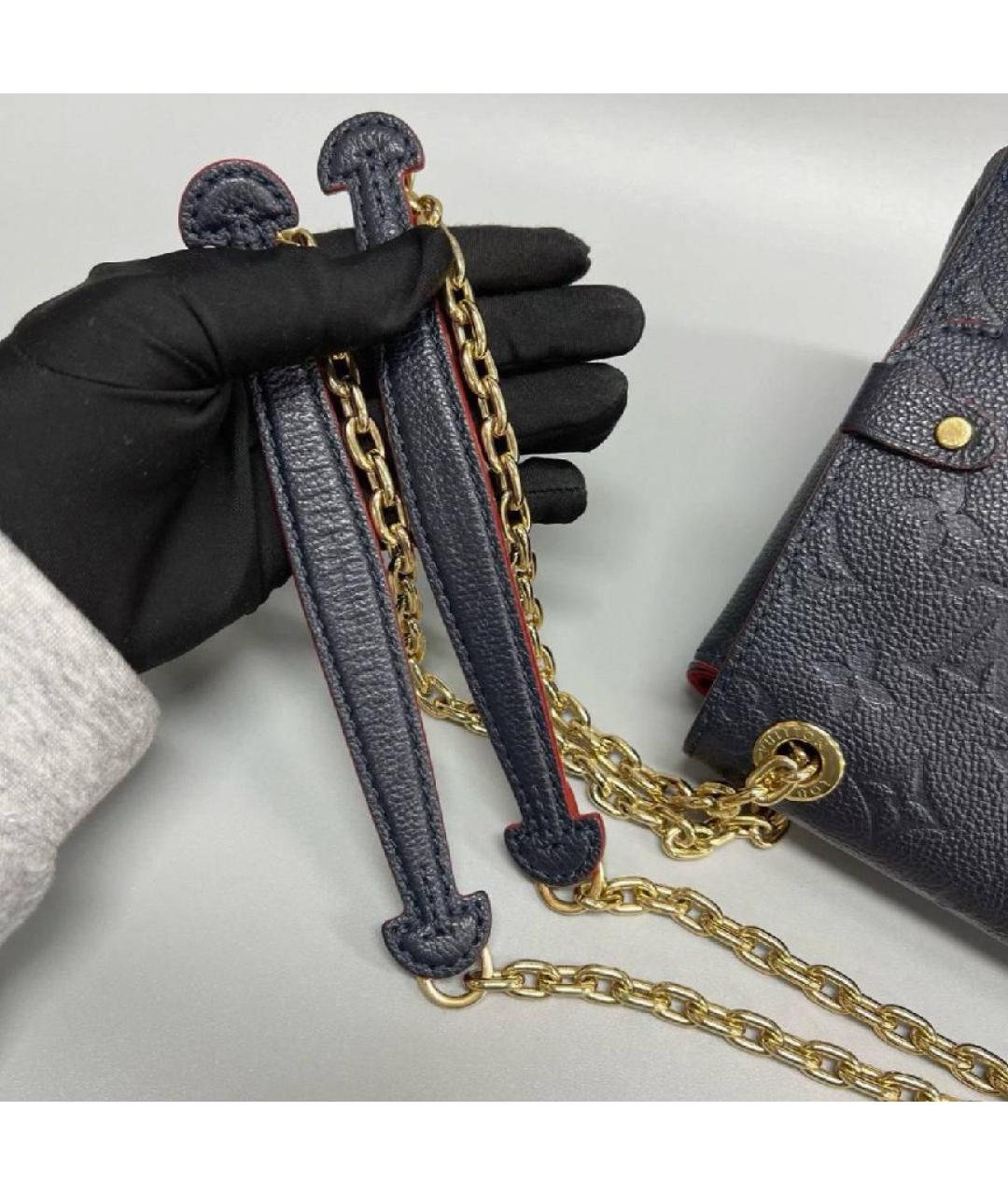 LOUIS VUITTON Темно-синяя кожаная сумка через плечо, фото 4