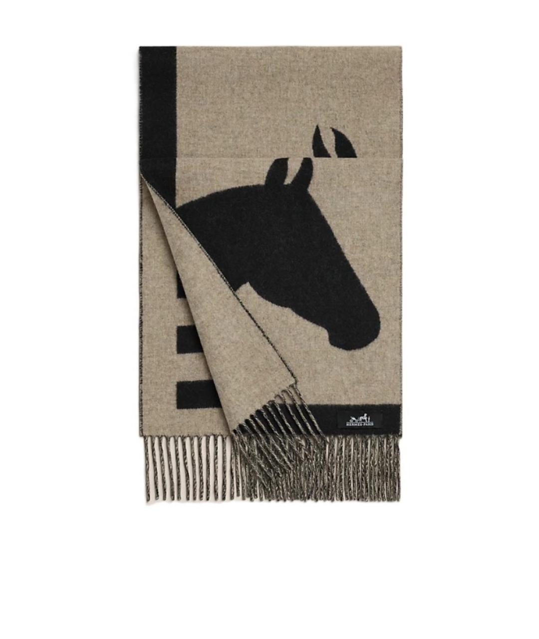 HERMES Бежевый кашемировый шарф, фото 1