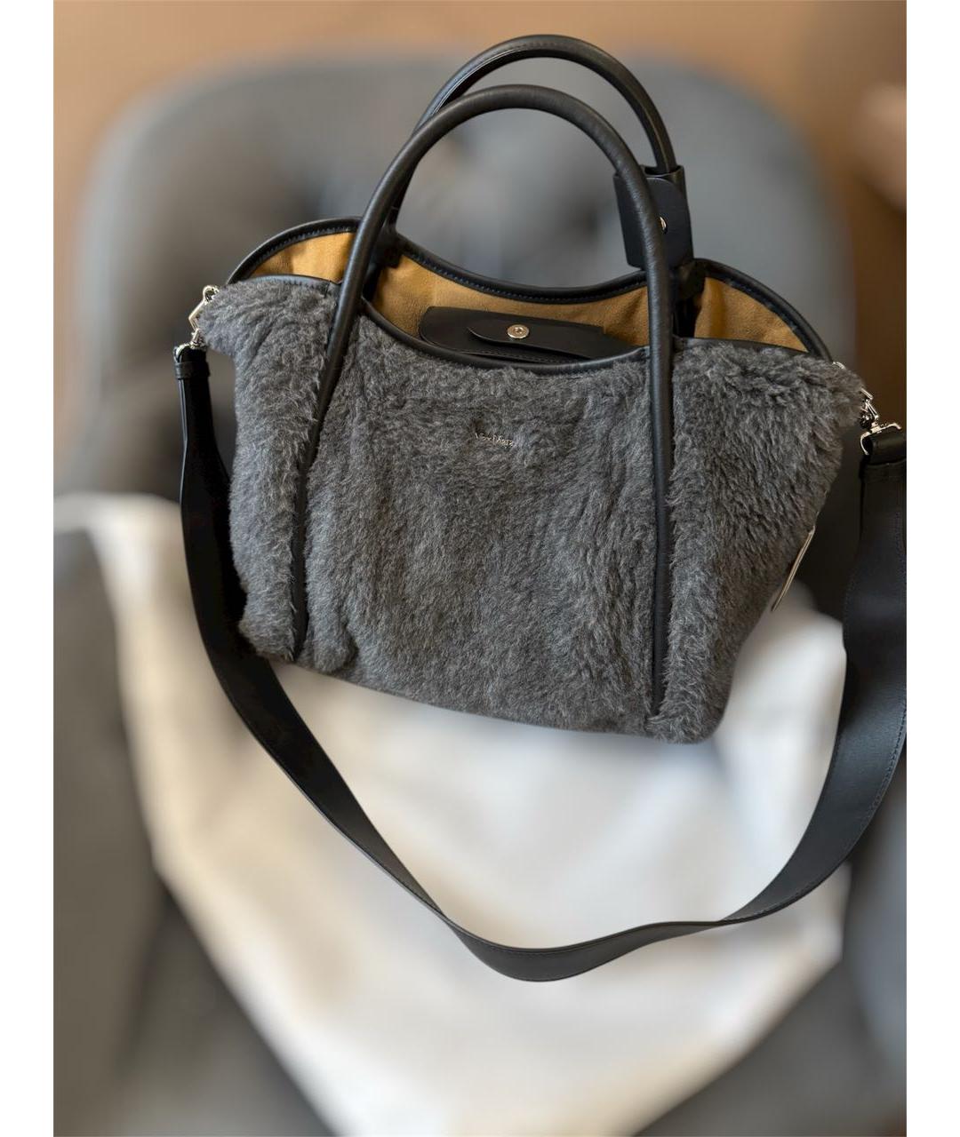 MAX MARA Серая шерстяная сумка с короткими ручками, фото 4