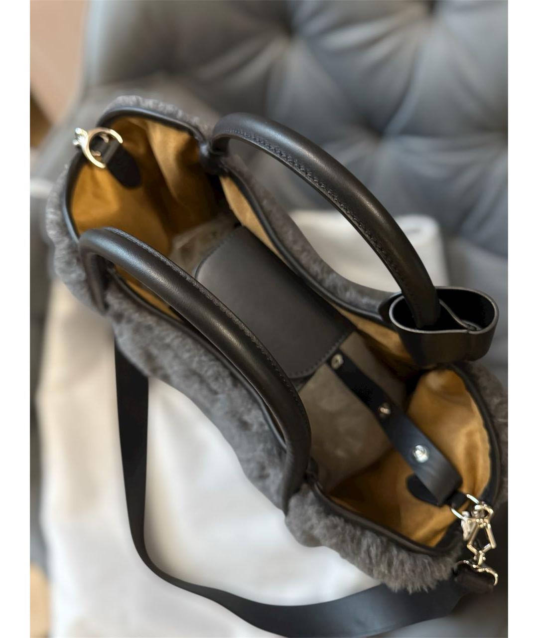 MAX MARA Серая шерстяная сумка с короткими ручками, фото 6