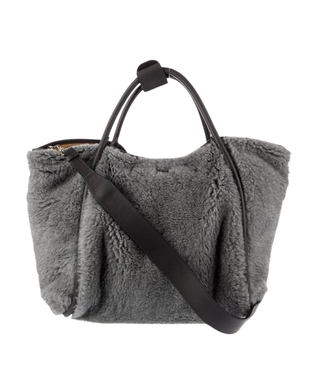 MAX MARA Серая шерстяная сумка с короткими ручками, фото 1