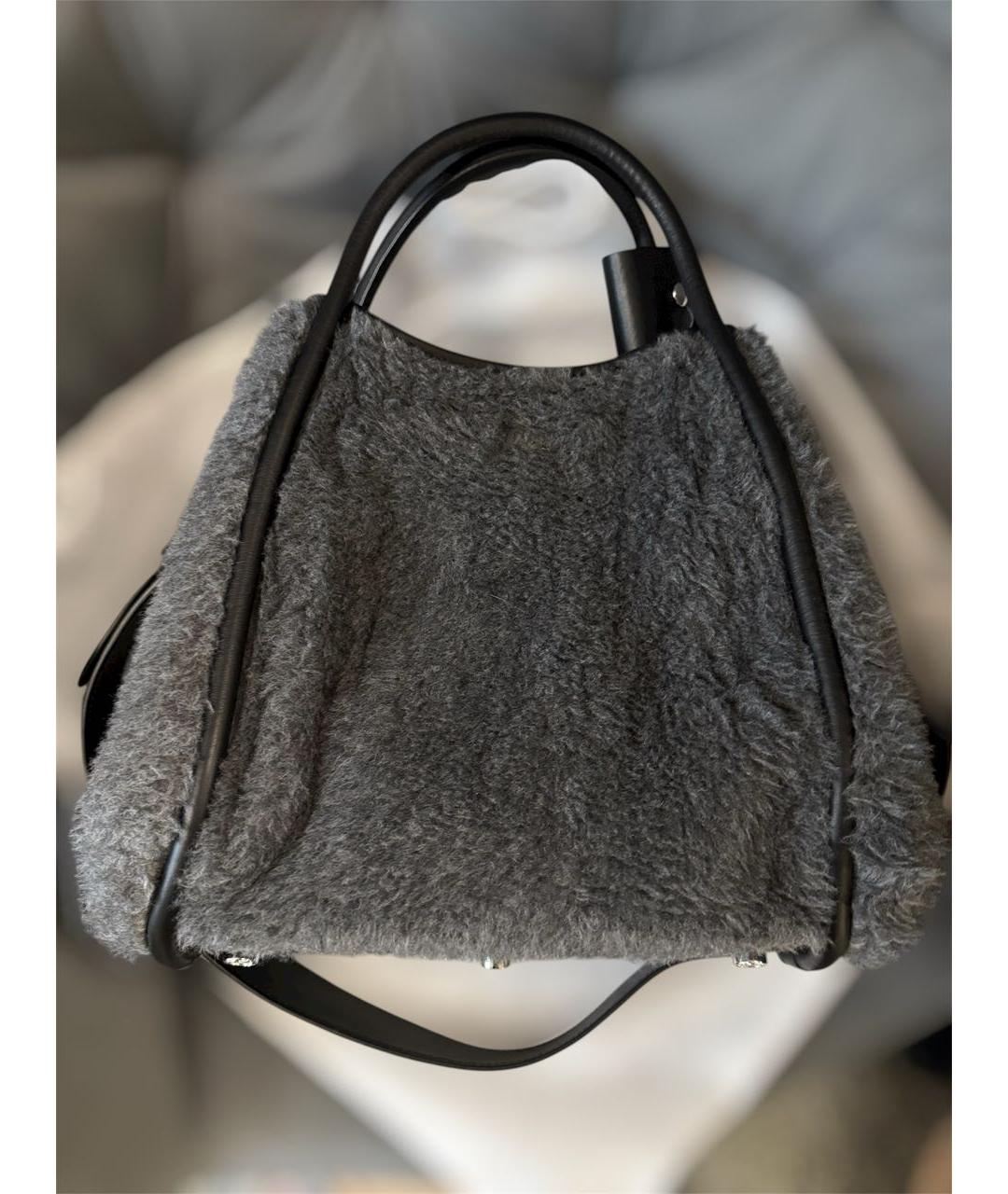 MAX MARA Серая шерстяная сумка с короткими ручками, фото 5
