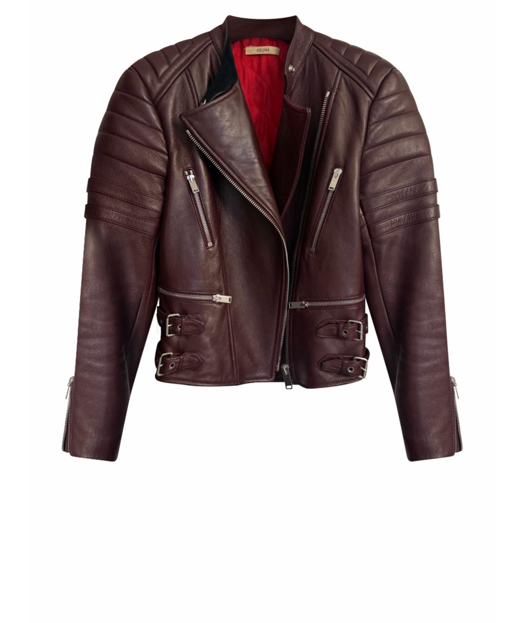 CELINE Бордовая кожаная куртка, фото 1