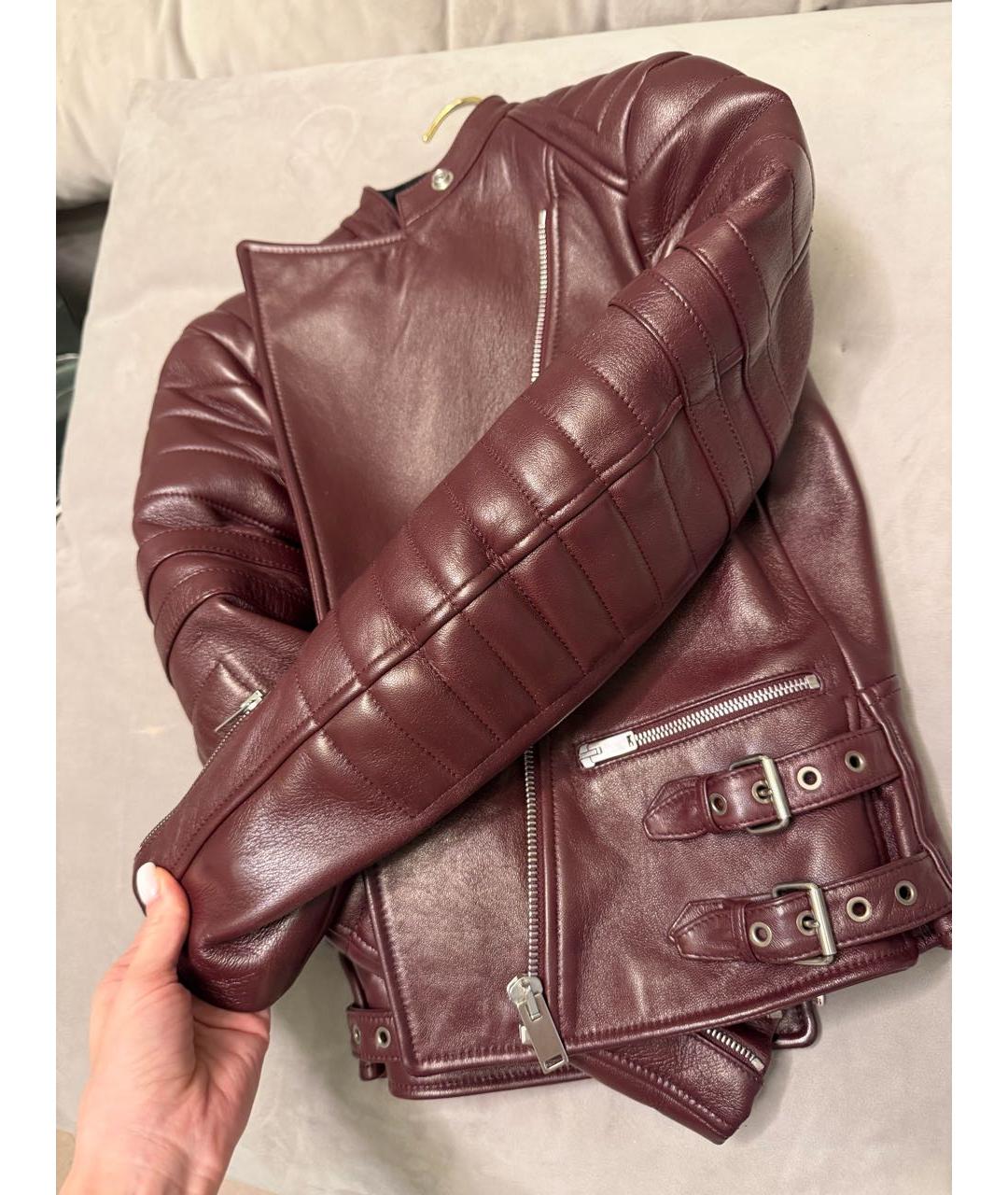 CELINE Бордовая кожаная куртка, фото 8