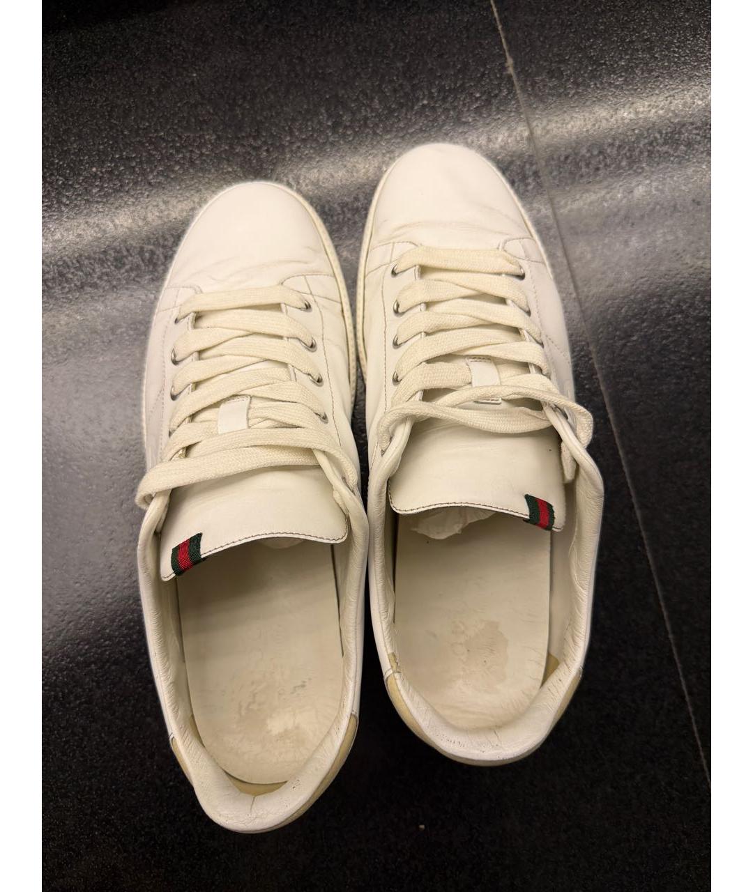 GUCCI Белые кожаные низкие кроссовки / кеды, фото 3