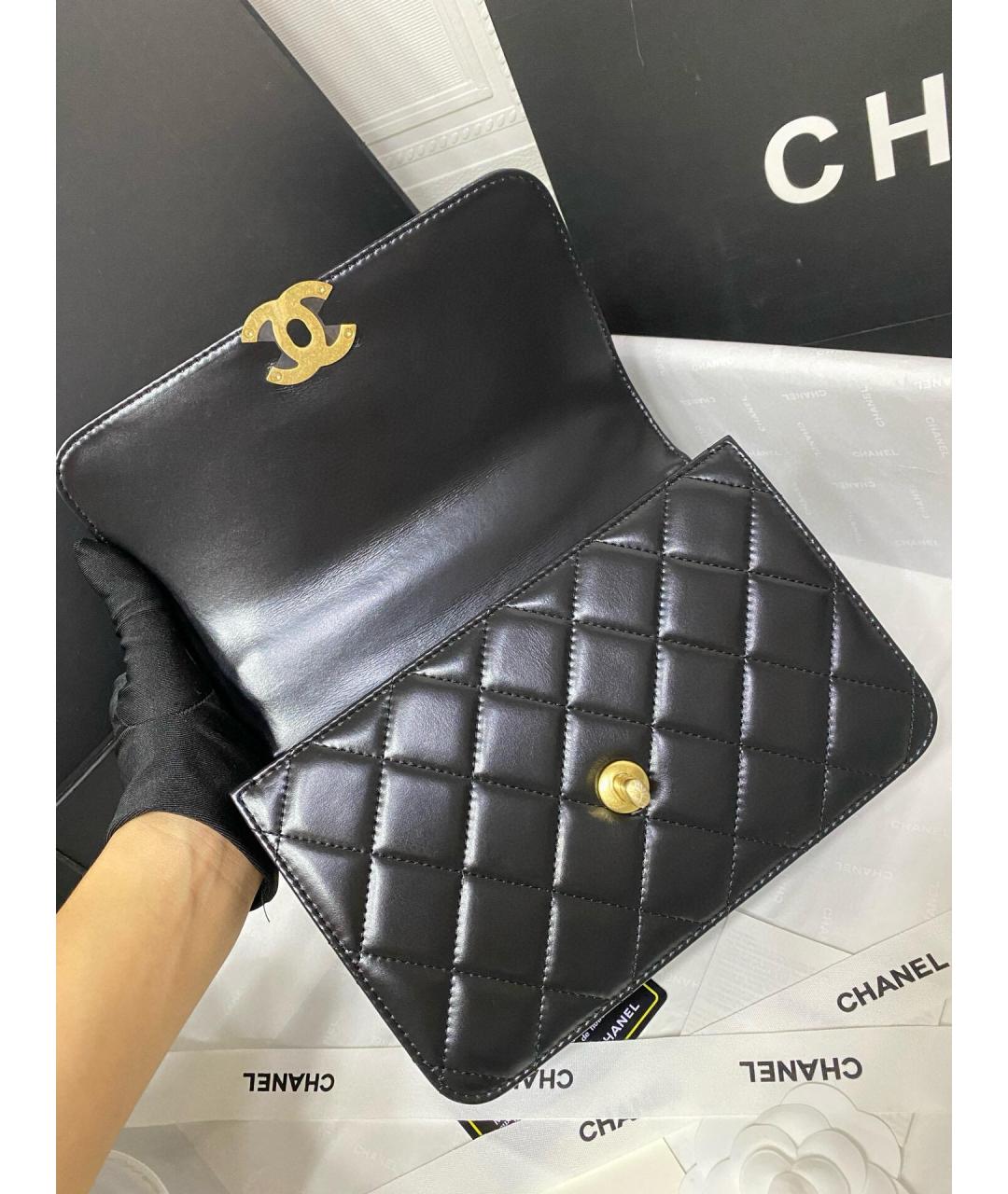 CHANEL Черная кожаная сумка через плечо, фото 4