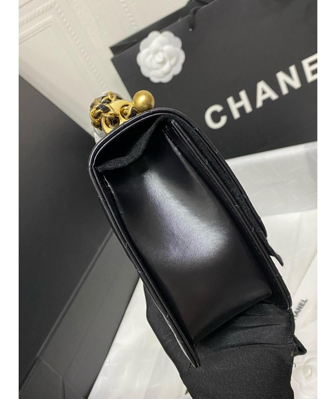 CHANEL Черная кожаная сумка через плечо, фото 6