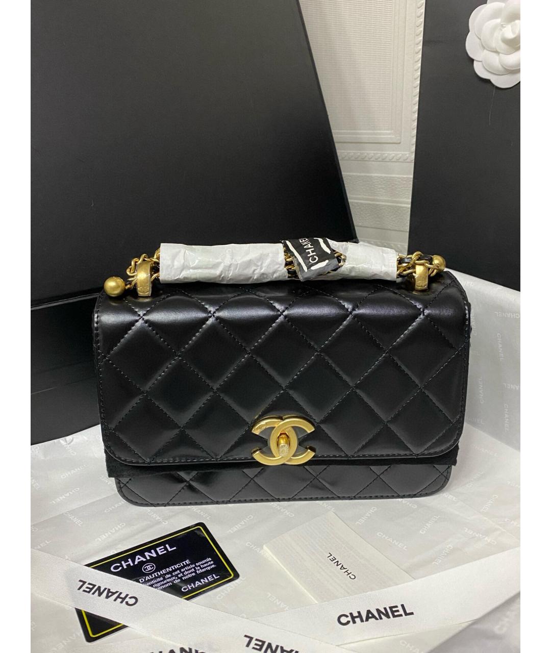 CHANEL Черная кожаная сумка через плечо, фото 2