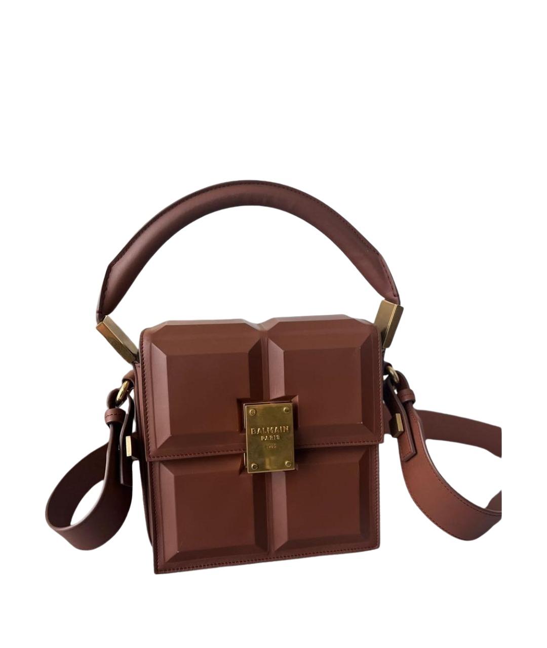 BALMAIN Коричневая кожаная сумка через плечо, фото 1