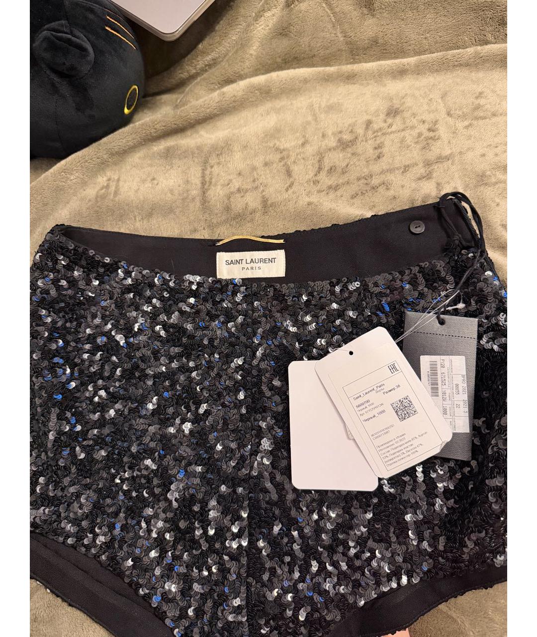 SAINT LAURENT Черные полиэстеровые шорты, фото 3