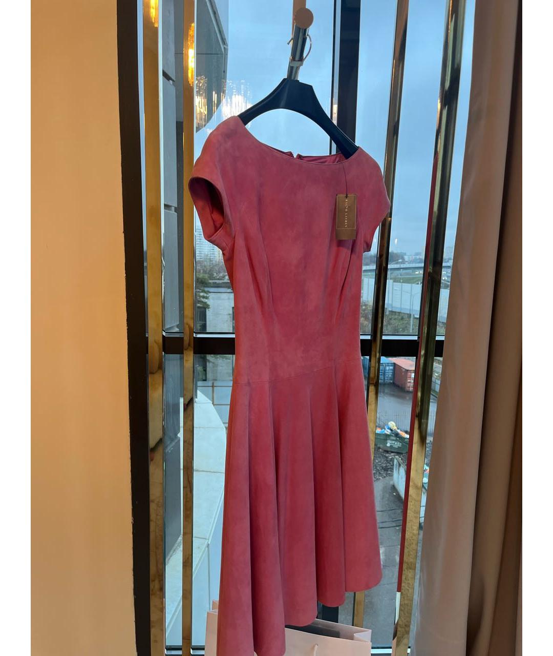 RALPH LAUREN Розовое замшевое повседневное платье, фото 4