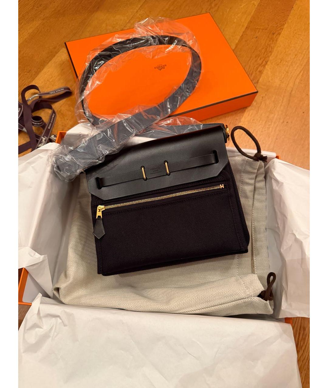 HERMES Черная кожаная сумка через плечо, фото 2