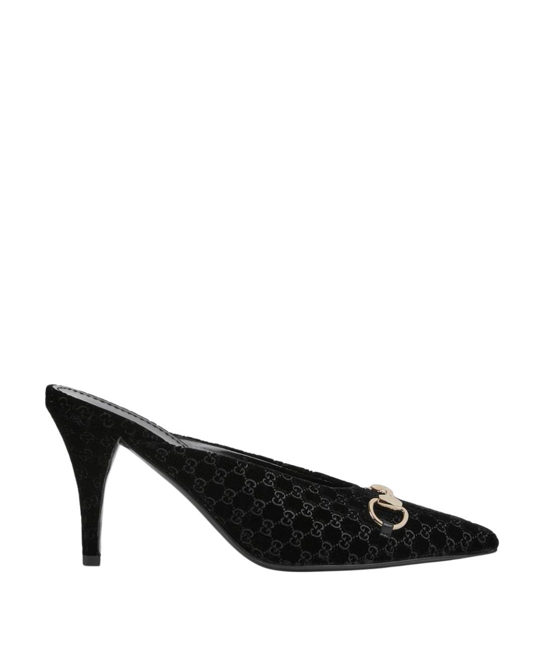 GUCCI Черные бархатные мюли, фото 1