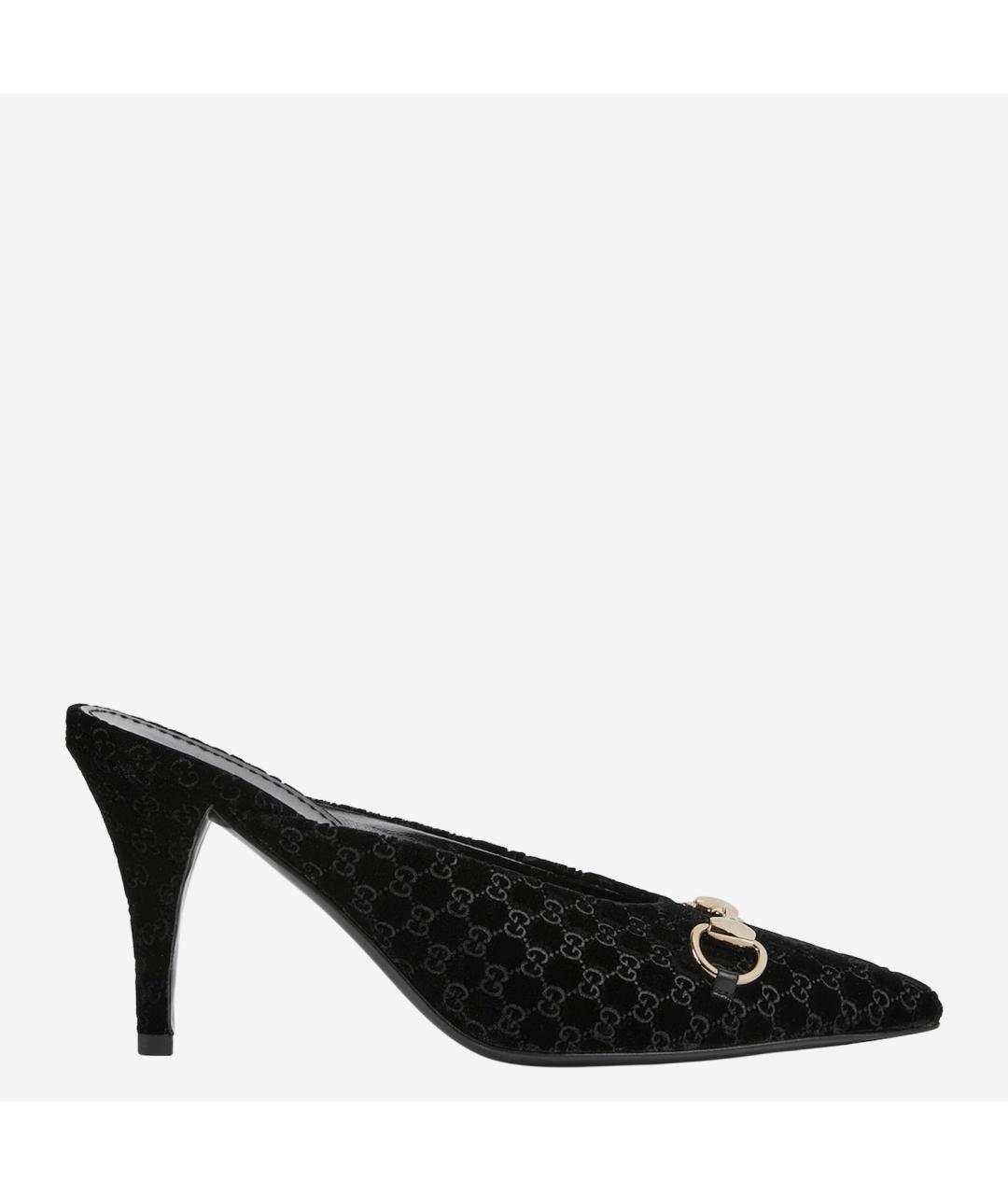 GUCCI Черные бархатные мюли, фото 6
