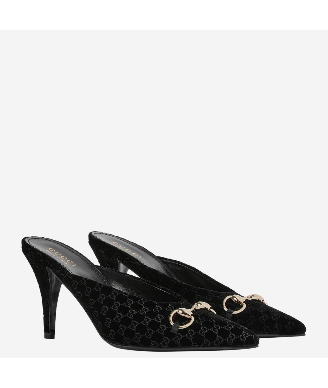 GUCCI Черные бархатные мюли, фото 3