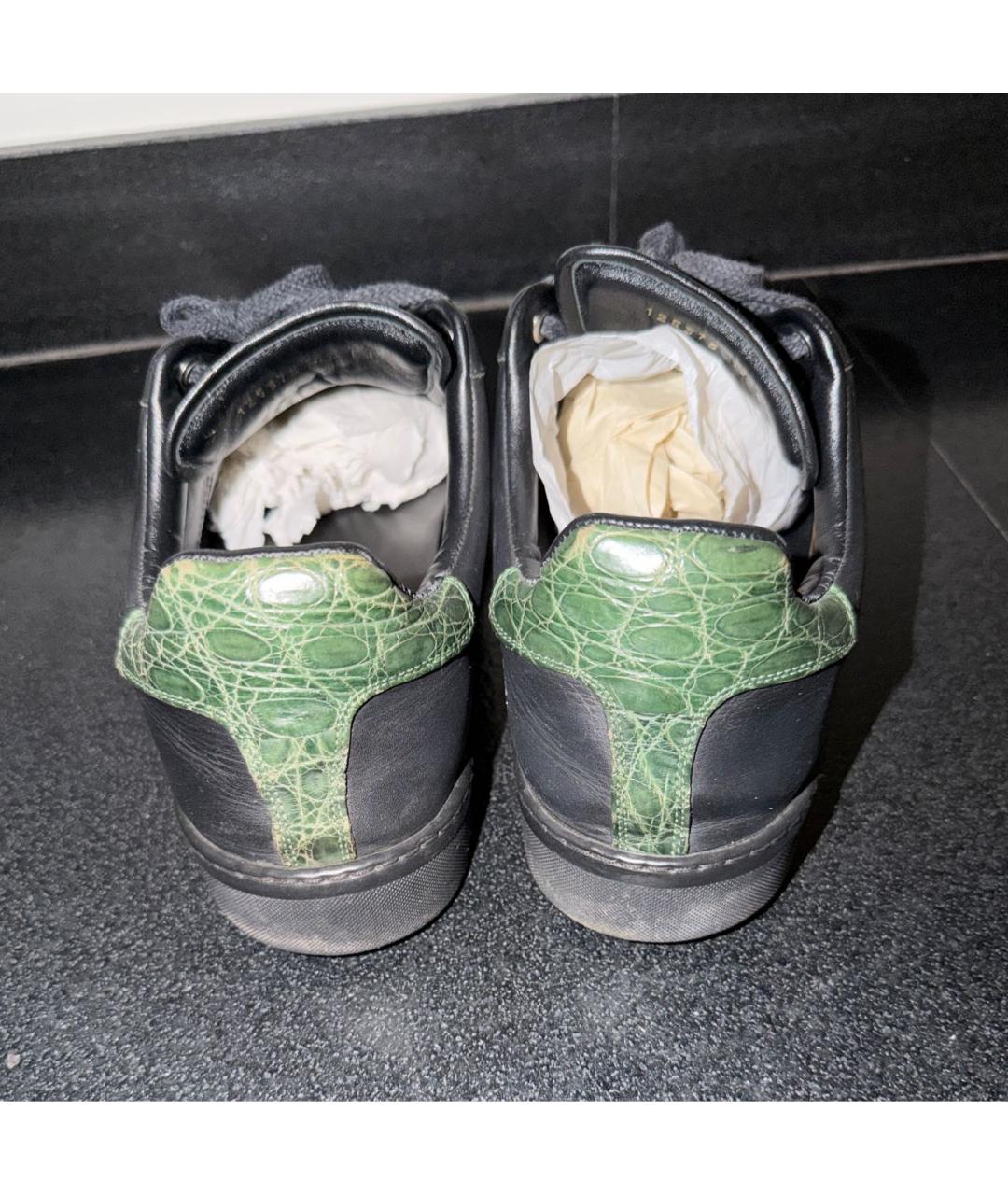 GUCCI Черные кожаные низкие кроссовки / кеды, фото 4