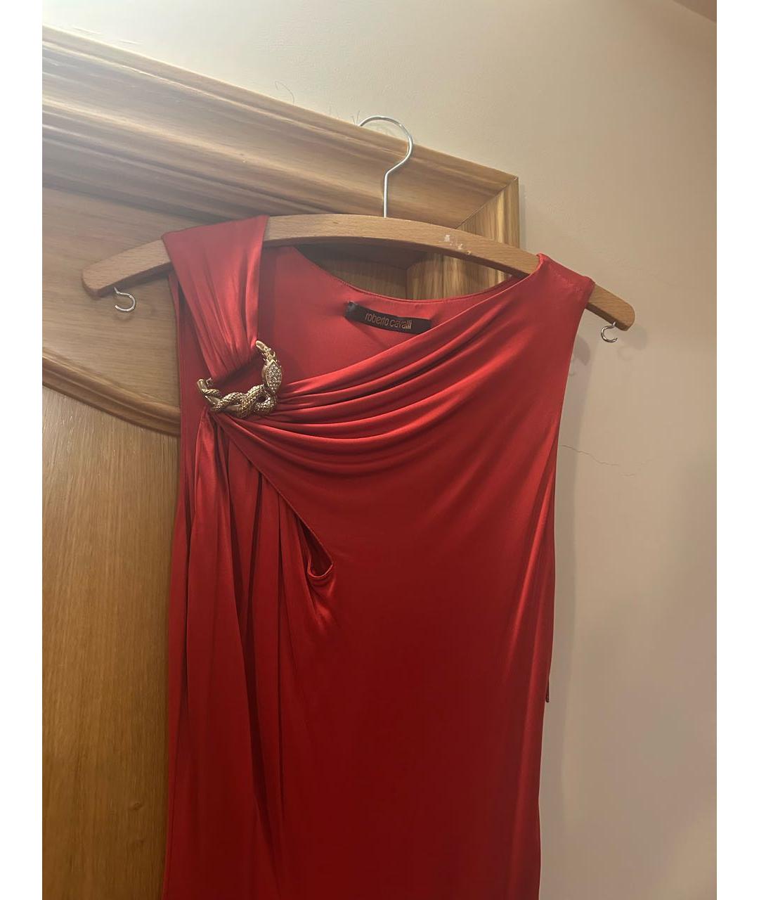 ROBERTO CAVALLI Красное вискозное коктейльное платье, фото 3