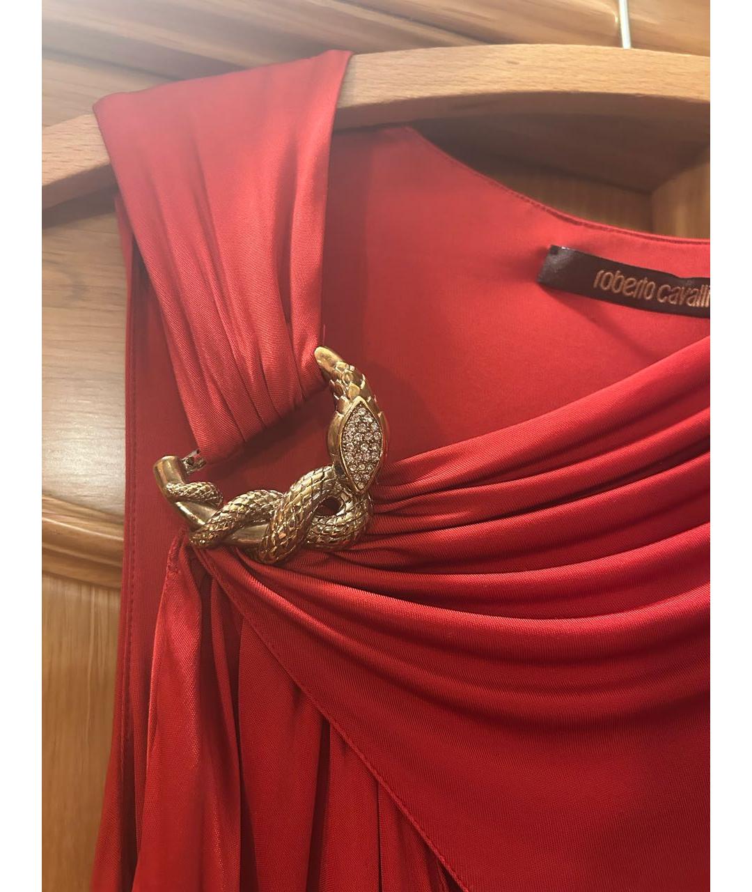 ROBERTO CAVALLI Красное вискозное коктейльное платье, фото 4