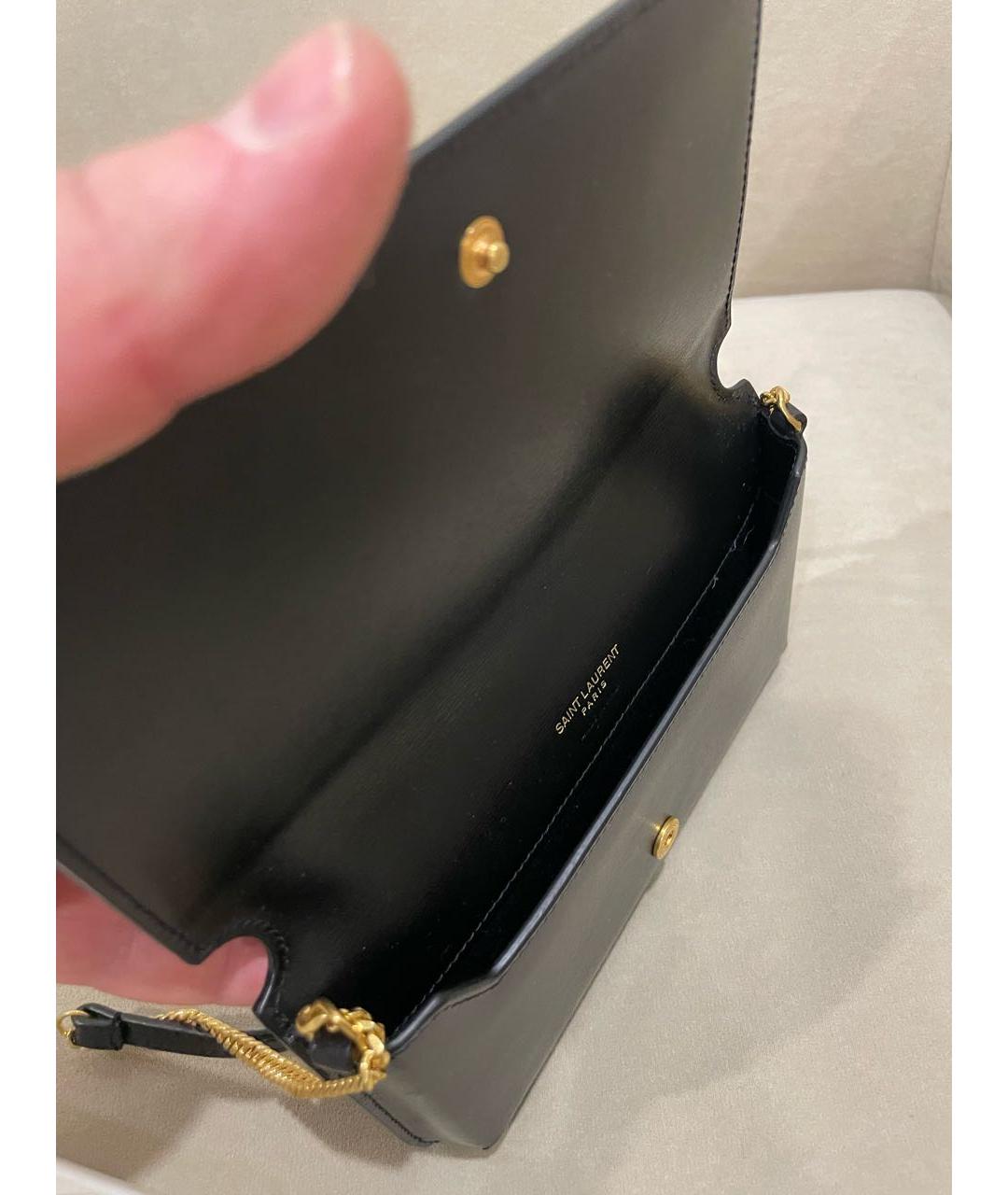 SAINT LAURENT Черная кожаная сумка через плечо, фото 4