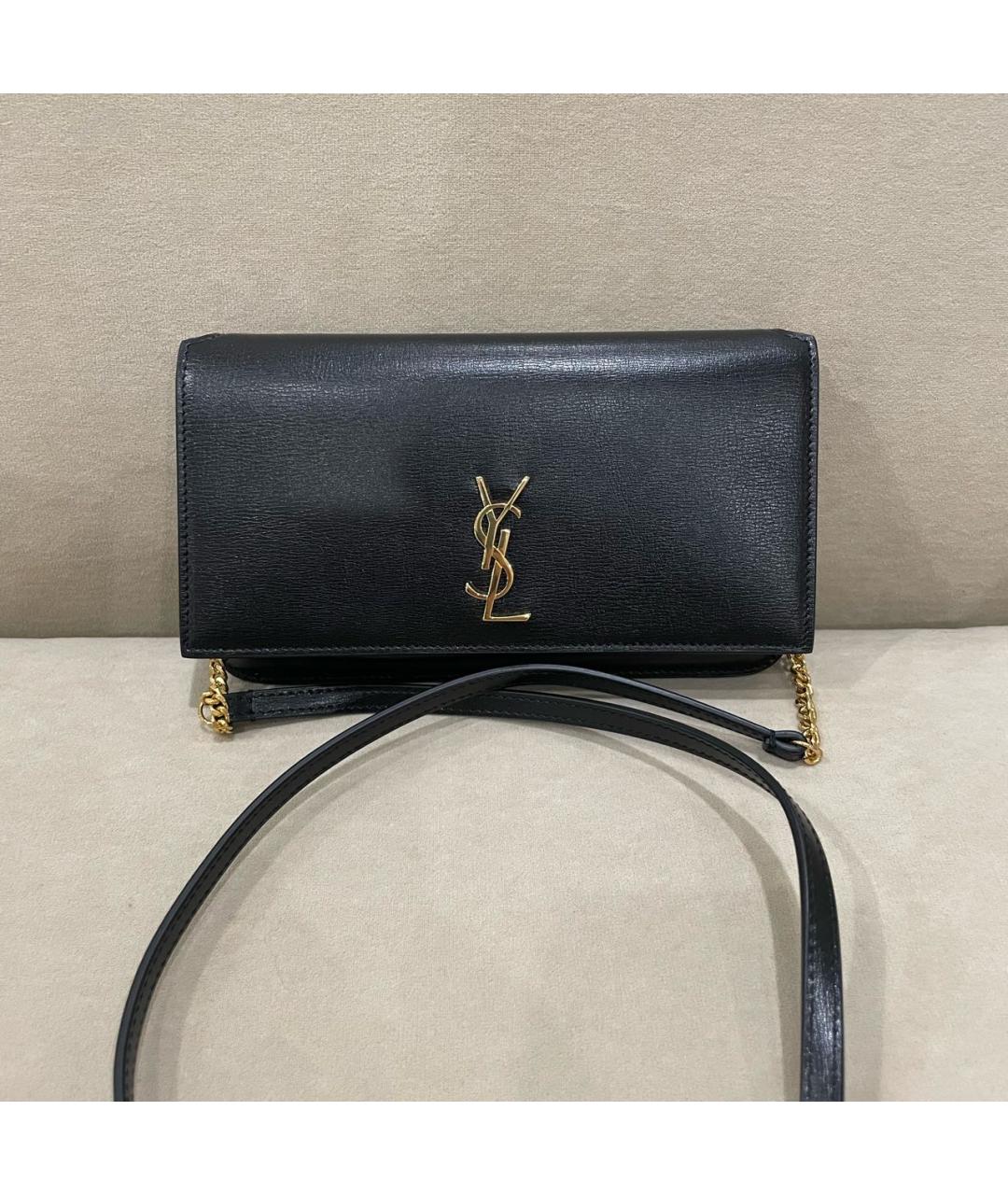 SAINT LAURENT Черная кожаная сумка через плечо, фото 7