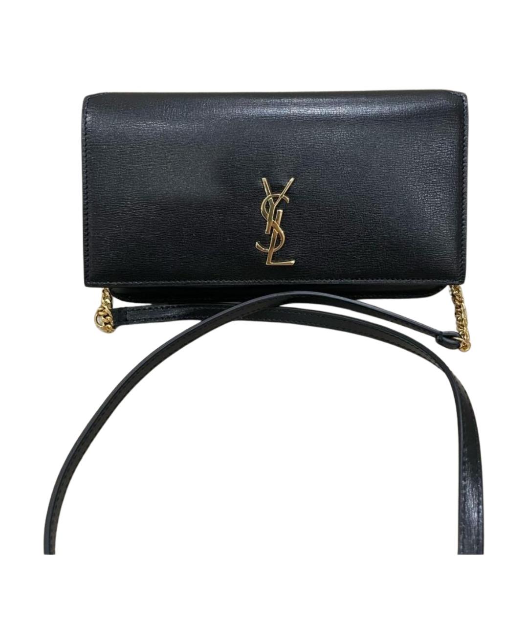 SAINT LAURENT Черная кожаная сумка через плечо, фото 1