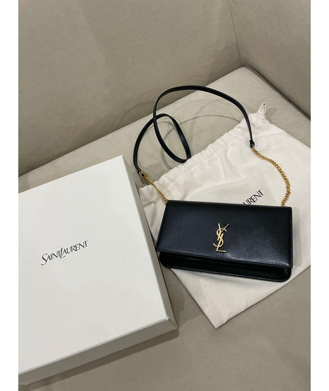 SAINT LAURENT Черная кожаная сумка через плечо, фото 5