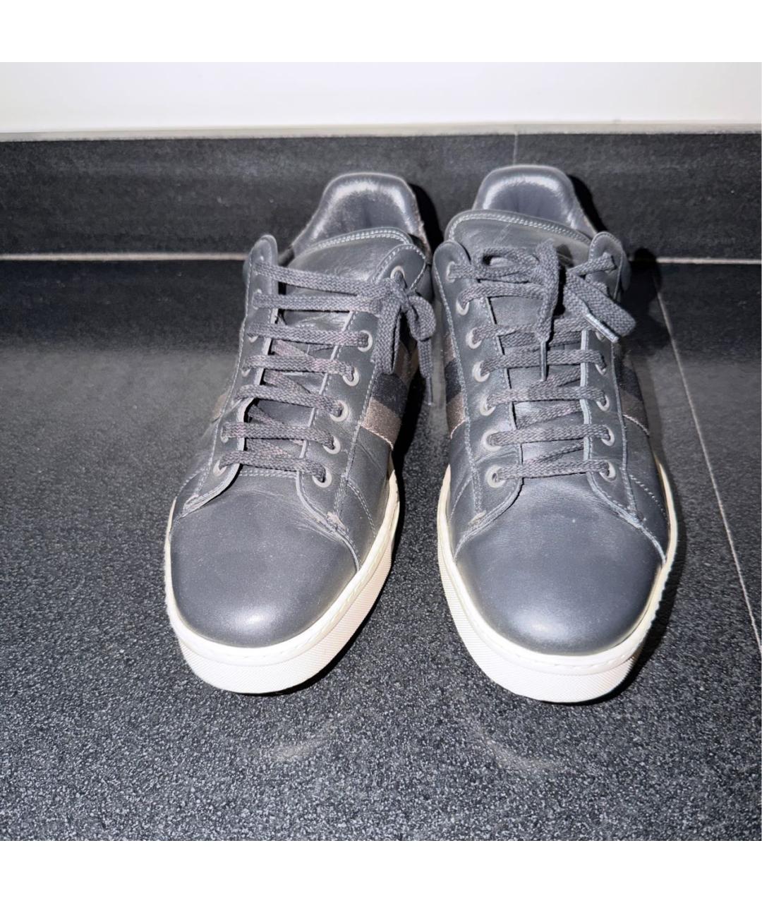 GUCCI Черные кожаные низкие кроссовки / кеды, фото 2