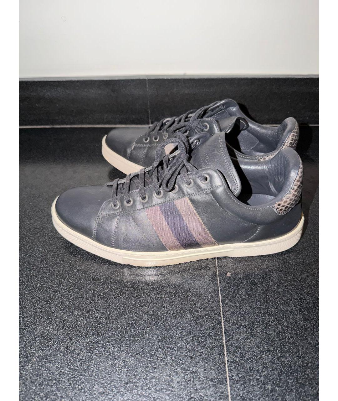 GUCCI Черные кожаные низкие кроссовки / кеды, фото 5