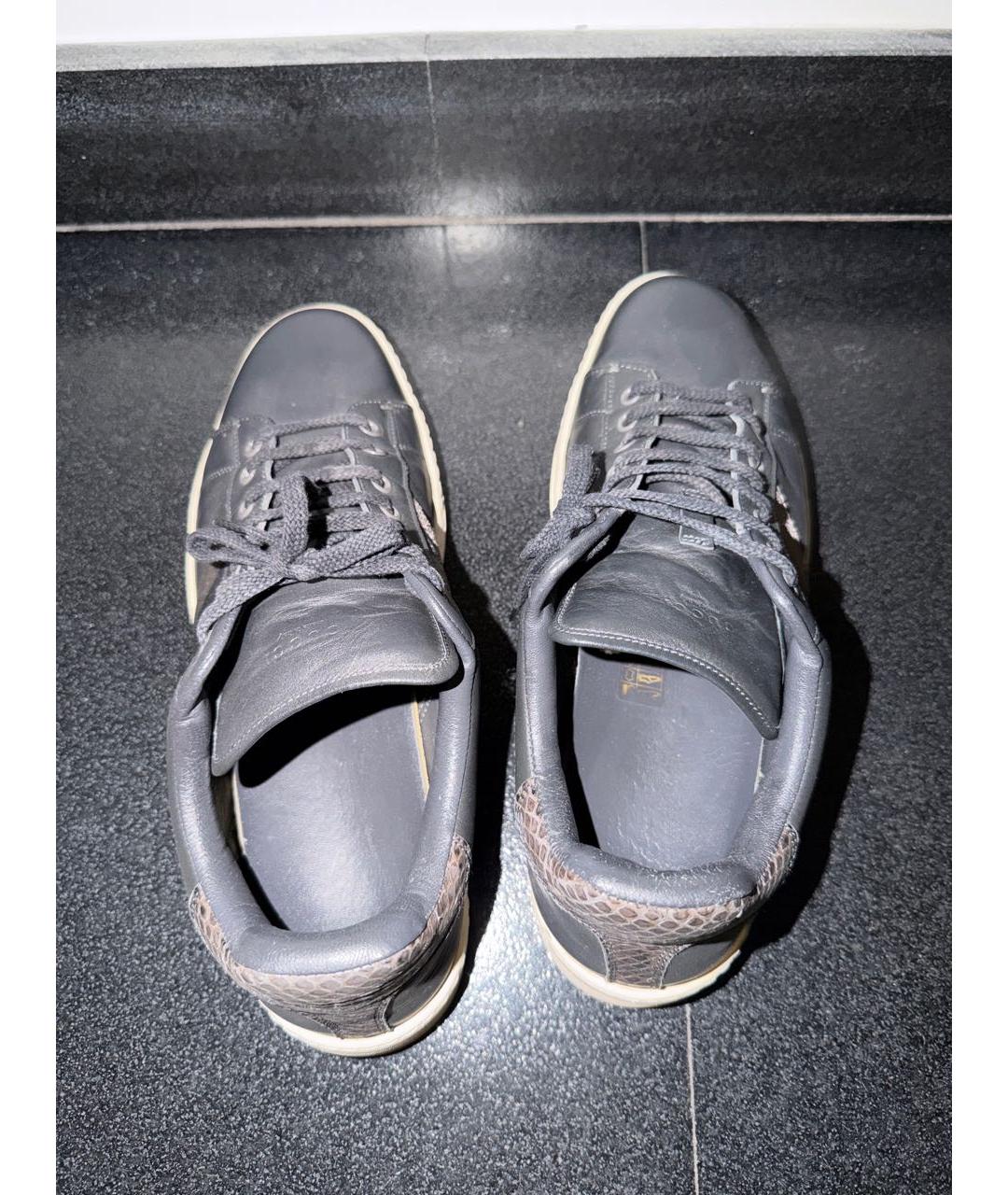 GUCCI Черные кожаные низкие кроссовки / кеды, фото 3