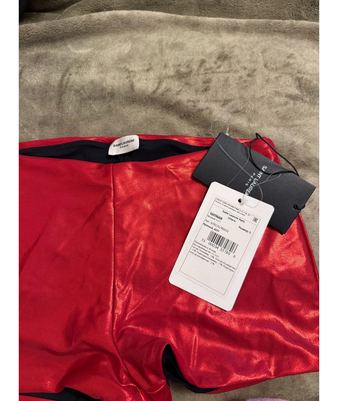 SAINT LAURENT Красные синтетические шорты, фото 3