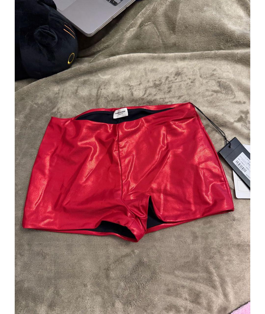 SAINT LAURENT Красные синтетические шорты, фото 5