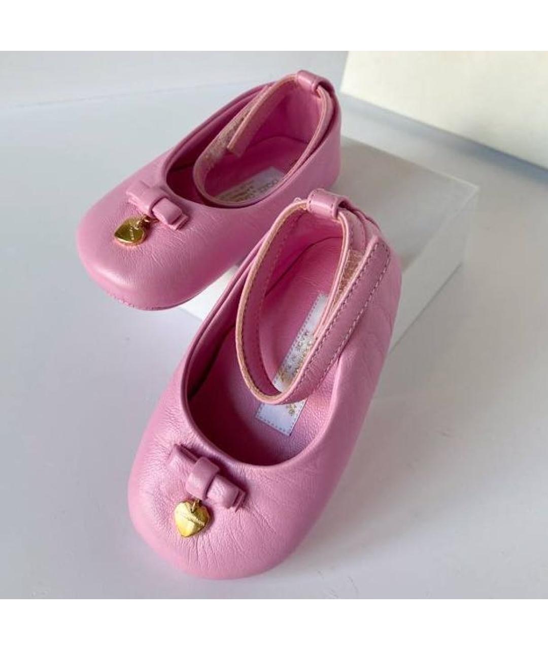 DOLCE&GABBANA Розовые кожаные пинетки, фото 2