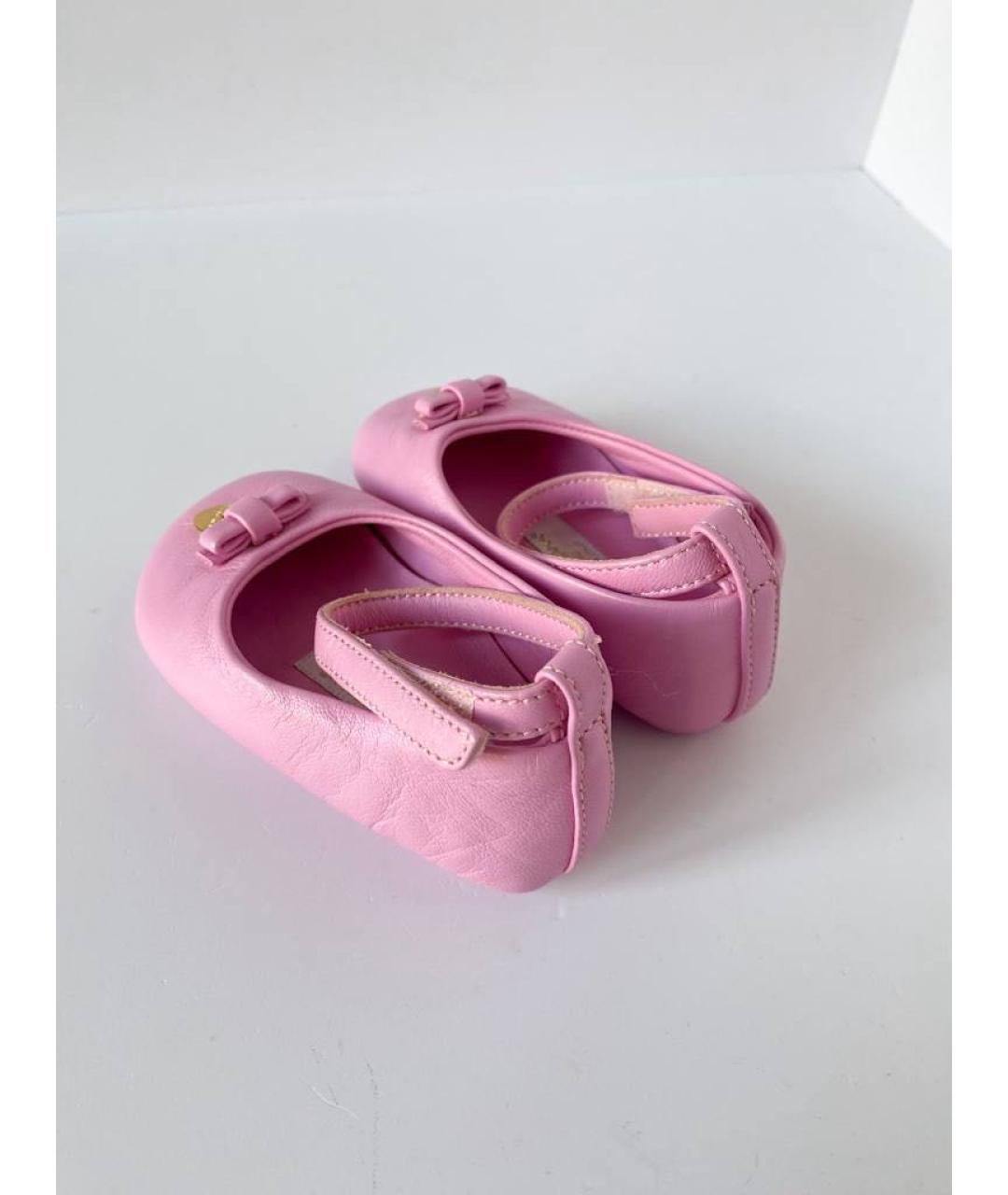 DOLCE&GABBANA Розовые кожаные пинетки, фото 4