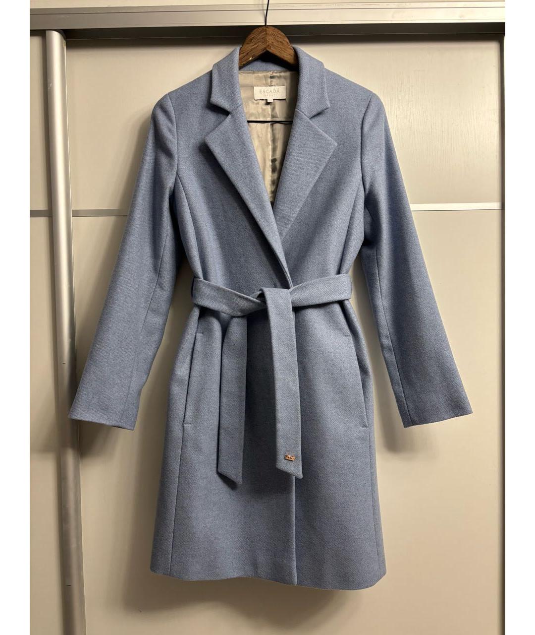 ESCADA Голубое шерстяное пальто, фото 9