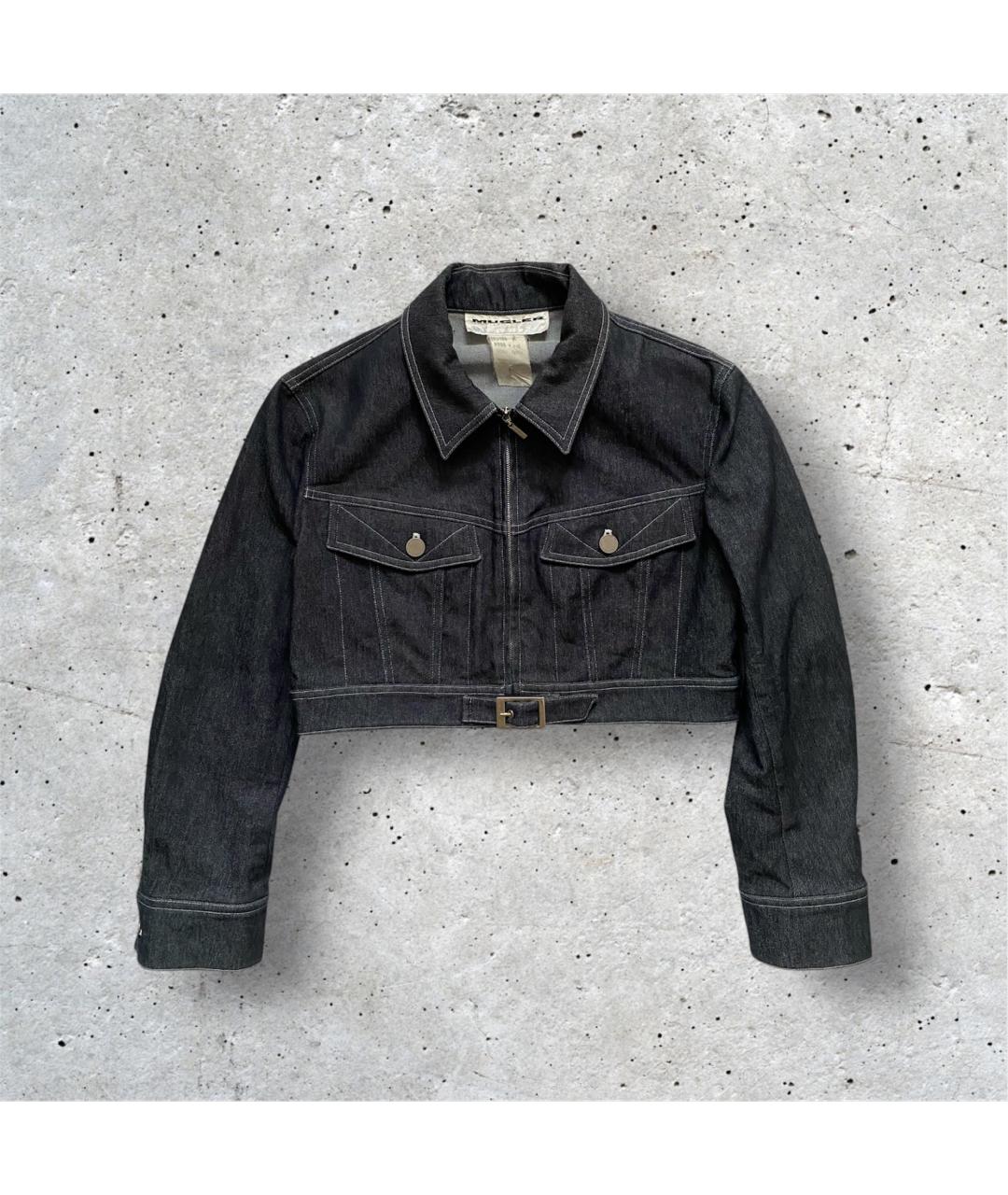 MUGLER VINTAGE Синий хлопко-эластановый жакет/пиджак, фото 7