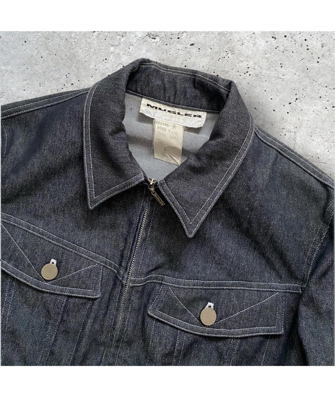 MUGLER VINTAGE Синий хлопко-эластановый жакет/пиджак, фото 3