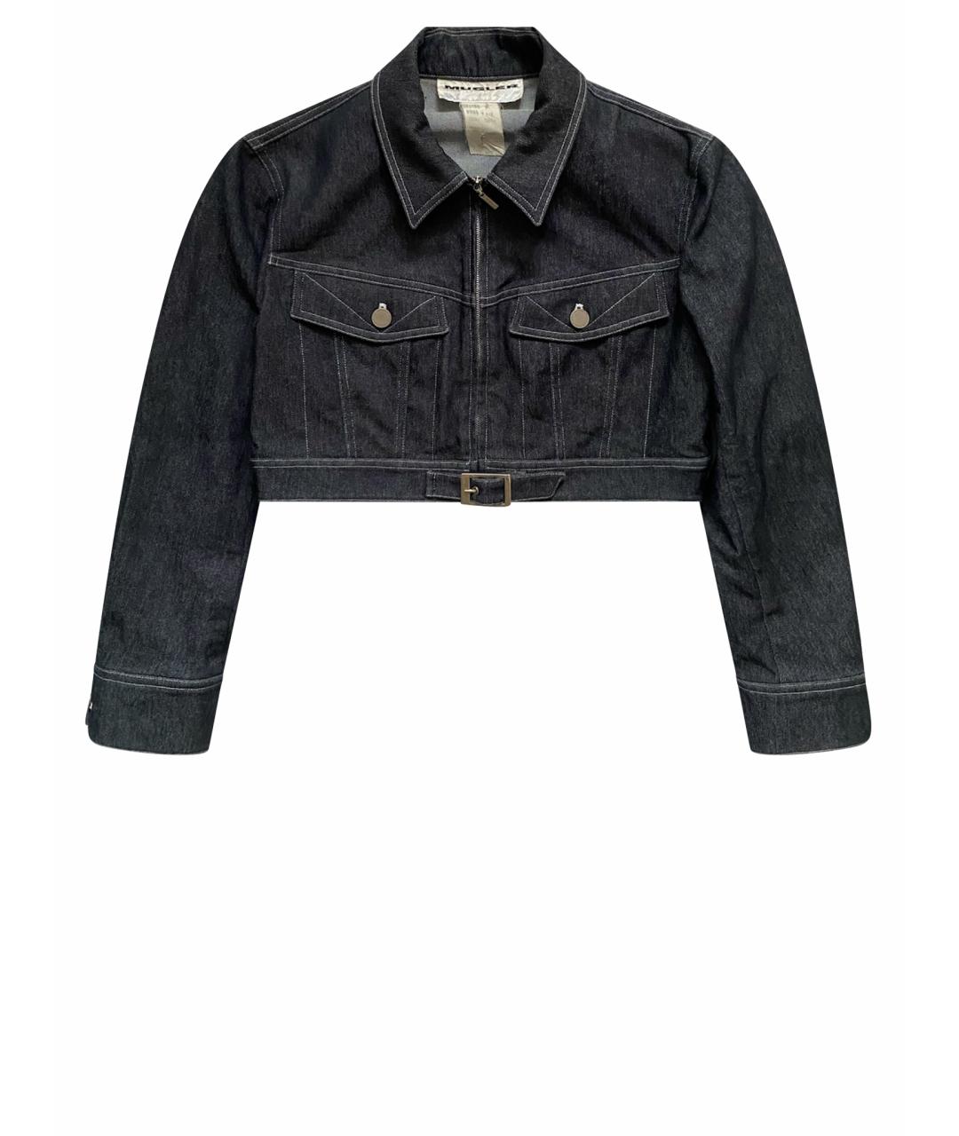 MUGLER VINTAGE Синий хлопко-эластановый жакет/пиджак, фото 1