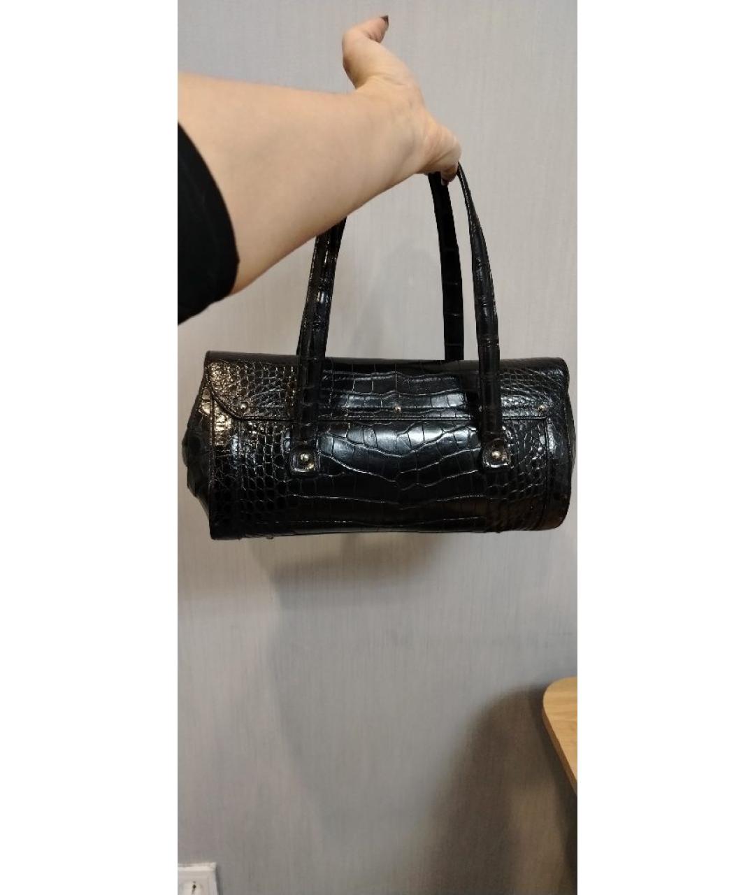 GUCCI Черная сумка с короткими ручками из экзотической кожи, фото 3