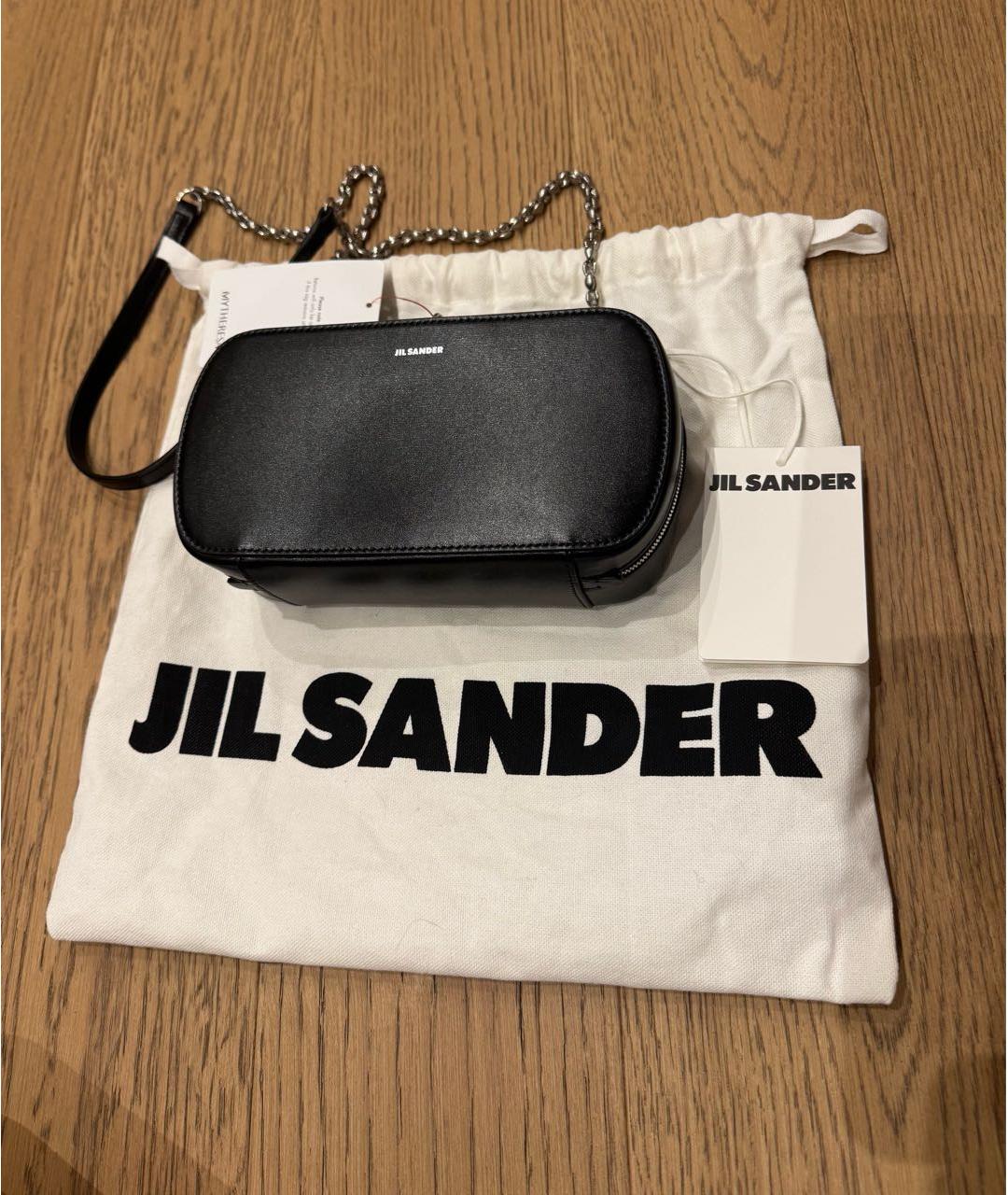 JIL SANDER Черная кожаная сумка через плечо, фото 3