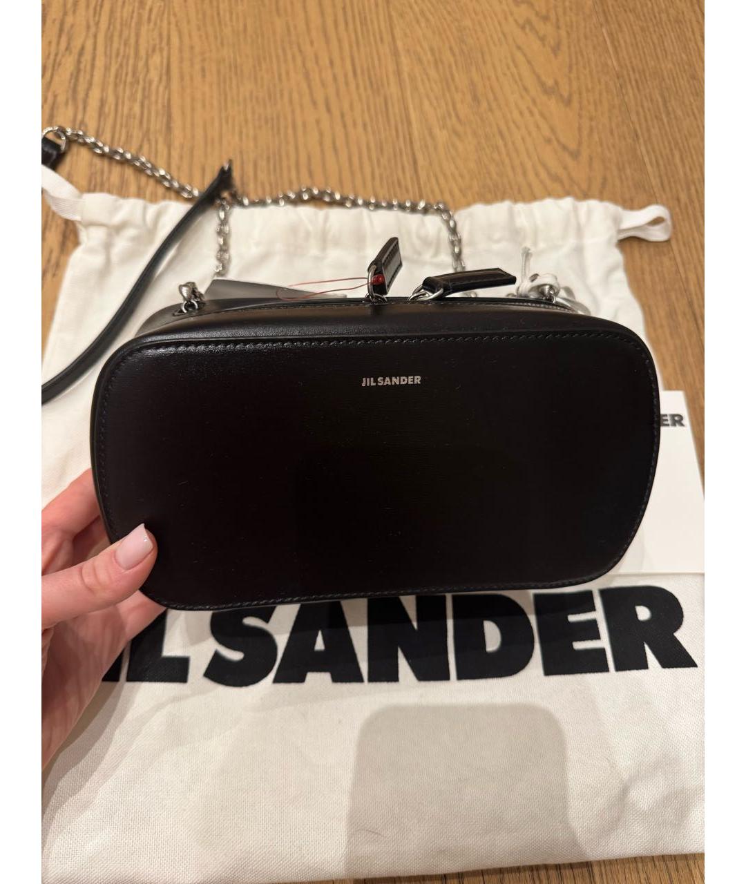 JIL SANDER Черная кожаная сумка через плечо, фото 2