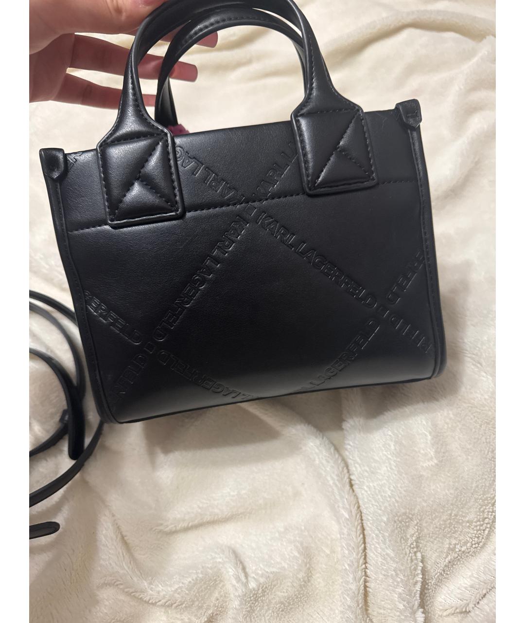 KARL LAGERFELD Черная сумка с короткими ручками из искусственной кожи, фото 3