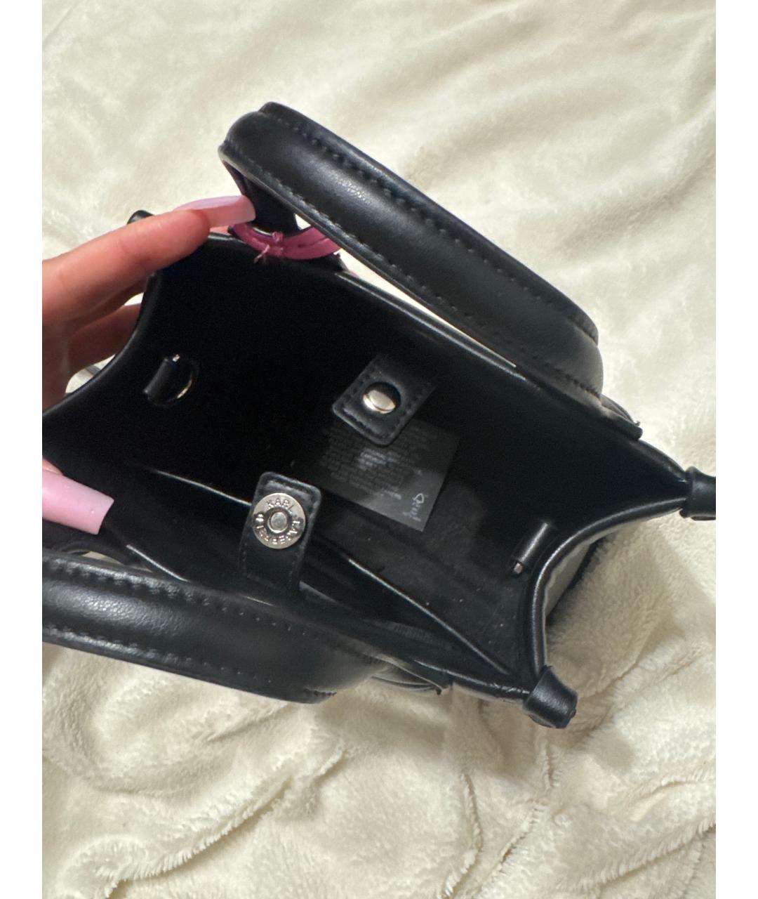 KARL LAGERFELD Черная сумка с короткими ручками из искусственной кожи, фото 4