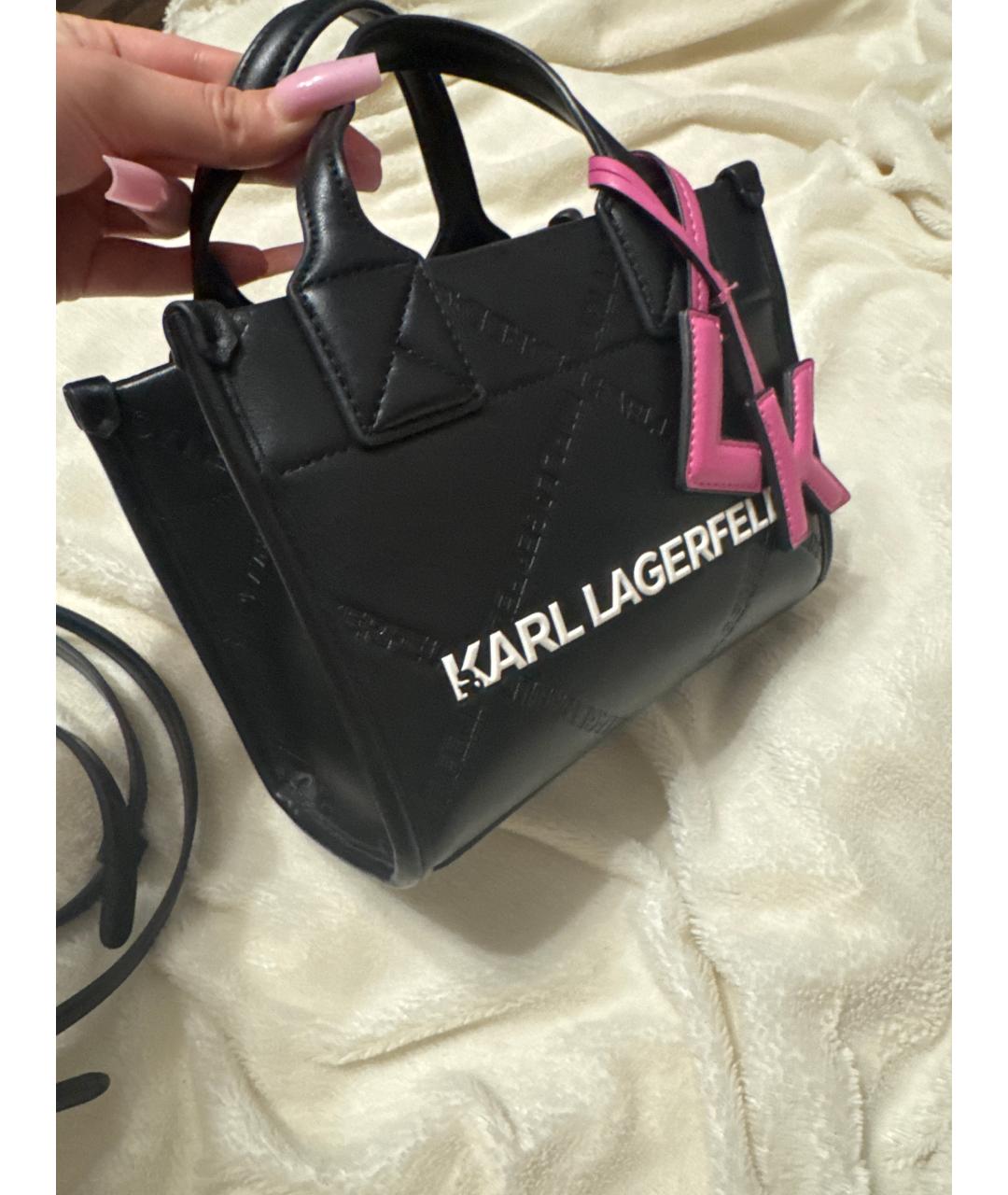 KARL LAGERFELD Черная сумка с короткими ручками из искусственной кожи, фото 2