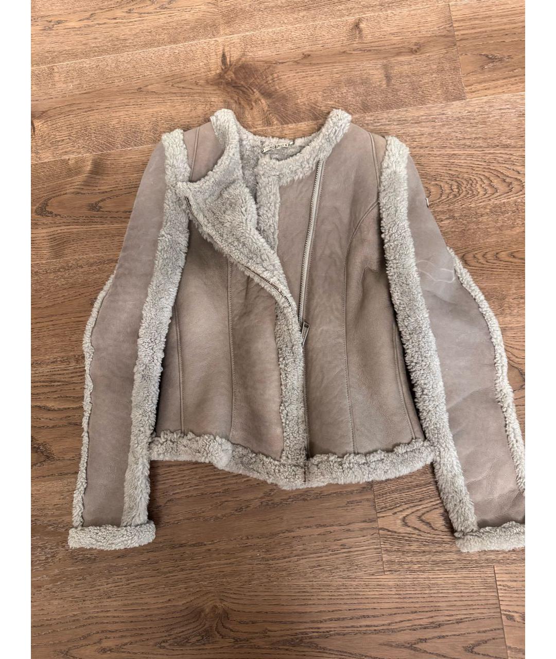 PHILIPP PLEIN Серая кожаная дубленка, фото 7