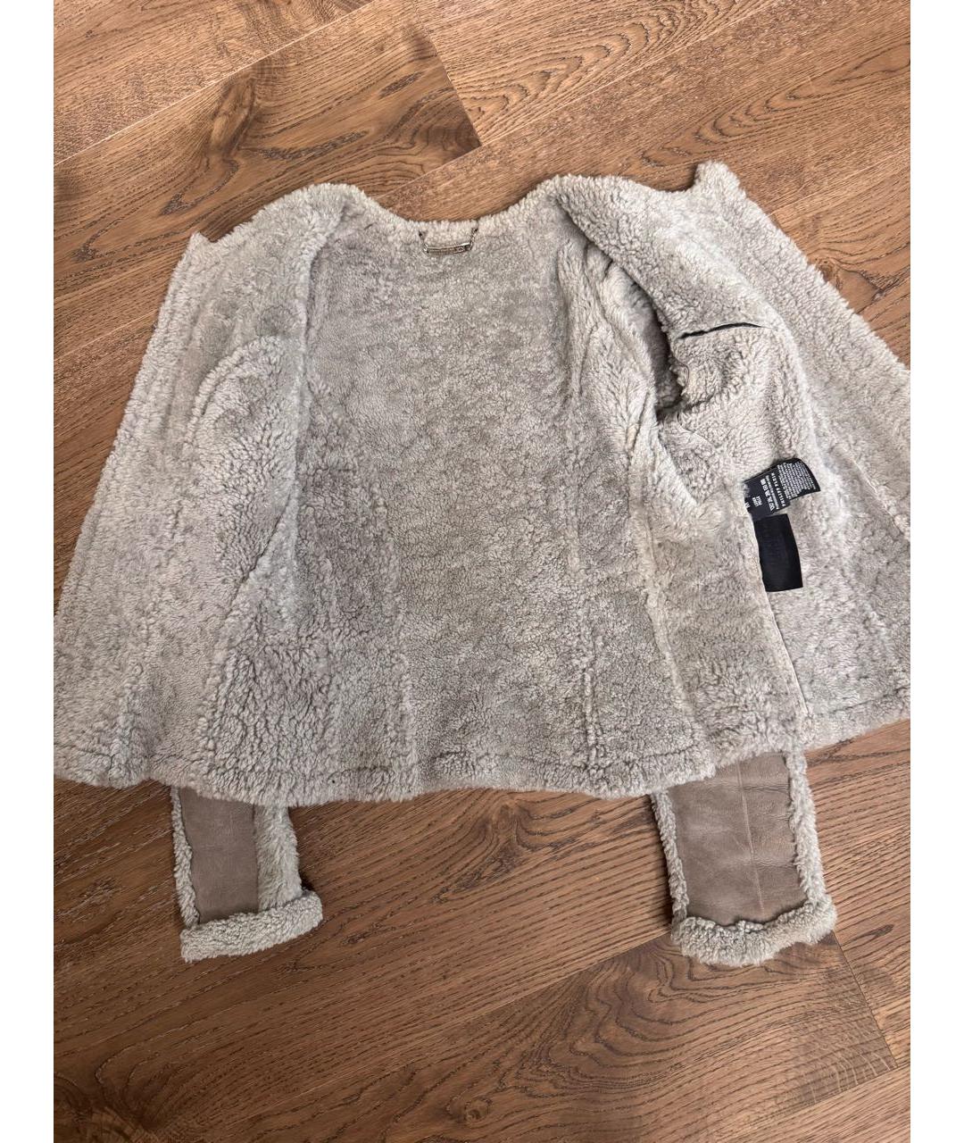 PHILIPP PLEIN Серая кожаная дубленка, фото 4