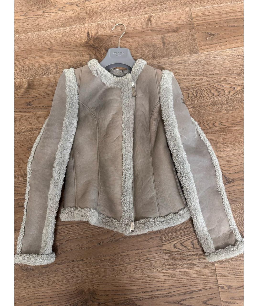 PHILIPP PLEIN Серая кожаная дубленка, фото 8